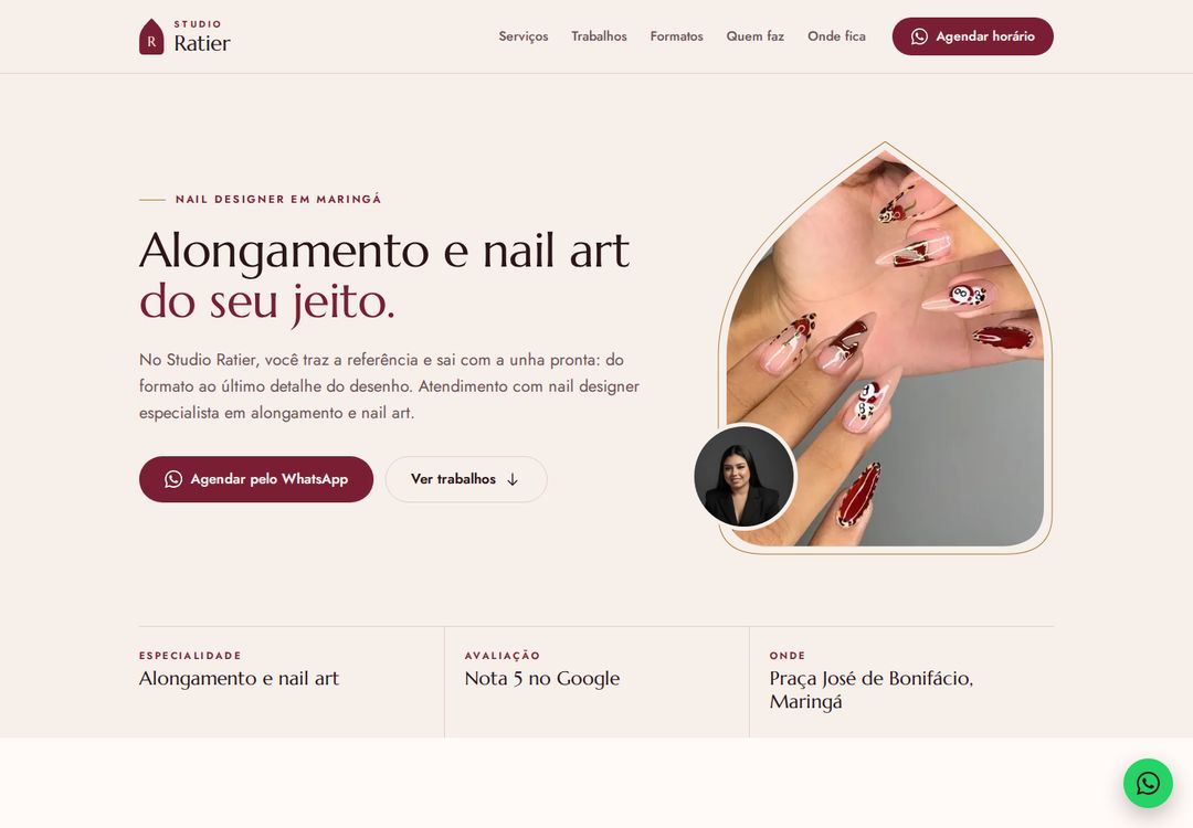 Primeira tela do site da Studio Ratier.